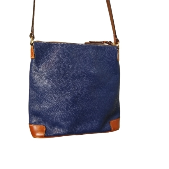 Dooney & Bourke Crossbody Bag Navy Blue Brown Pebbled Leather Adjustable - Picture 3 of 15